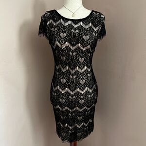 Y2K‎ Bebe Black Lace Bodycon Dress Whimsygoth Vampy Going Out Party Size XS